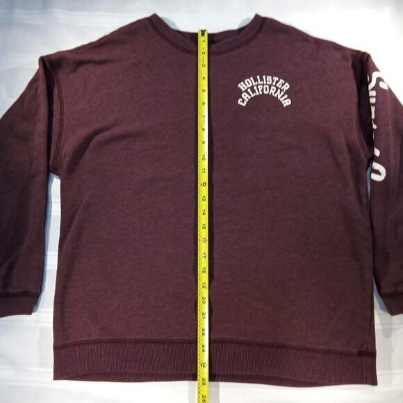Hollister California Crewneck Sweatshirt Women M Maroon Pullover Logo - Picture 3 of 7